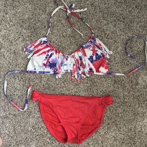 🦋 xhilaration tie dye fringe bikini